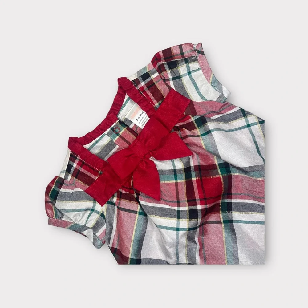 Gymboree 2013 Holiday Plaid Ribbon Red Romper
